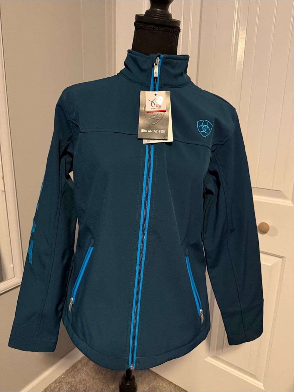 Ariat Teal Utility Softshell Jacket with Bright Blue Zippers